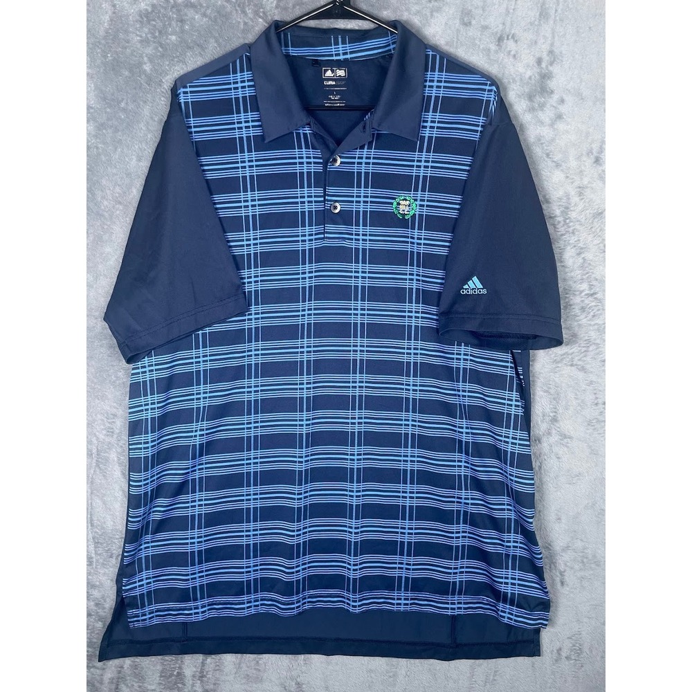 Adidas Golf‎ Oak Hill Country Club New York Polo Mens Large Navy Blue Plaid